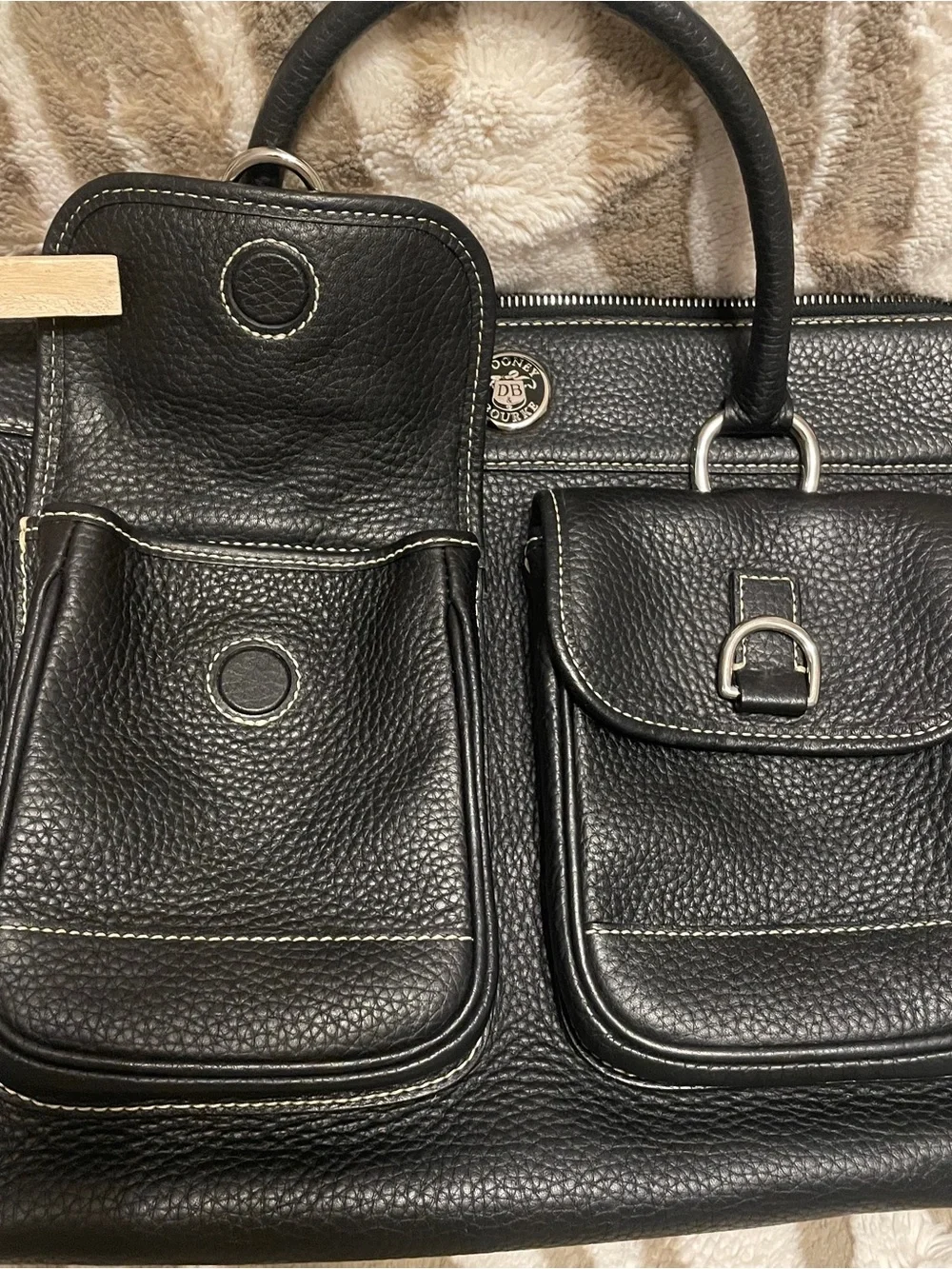 Dooney & Bourke Black Leather Double Front-Pocket Messenger